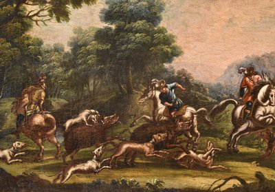 Christian Reder (Leipzig 1656 - Rom 1729), Landschaft mit Wildschweinjagd