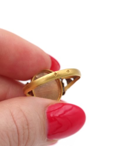Bague de sentiment à compartiment secret en or 18k, bague portrait, bague ancienne, Napoléon III 