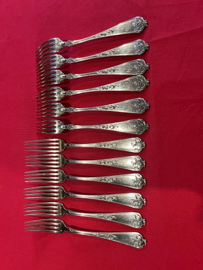 Cutlery set - silver - E.Compere - 48 pcs - France - 19th century