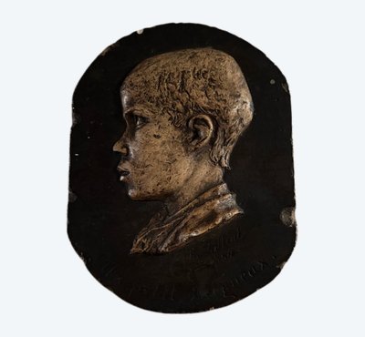 Calco in gesso di Charles Filleul, profilo di un bambino, un piccolo Teigneux