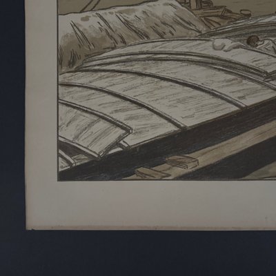 Lithographie par Henri Rivière Paysages Parisiens - Quai d'Austerlitz