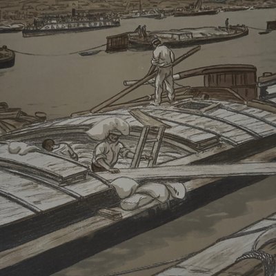 Lithographie par Henri Rivière Paysages Parisiens - Quai d'Austerlitz