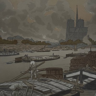 Lithographie par Henri Rivière Paysages Parisiens - Quai d'Austerlitz