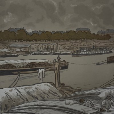 Lithographie par Henri Rivière Paysages Parisiens - Quai d'Austerlitz