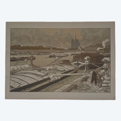 Lithographie par Henri Rivière Paysages Parisiens - Quai d'Austerlitz