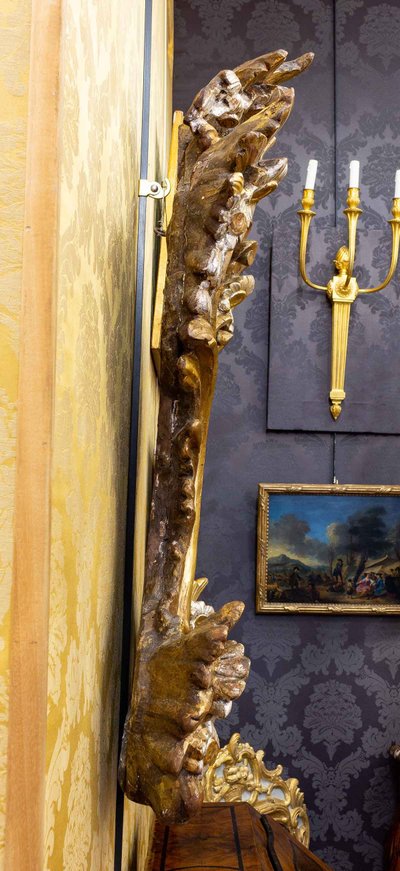 Large gorgeous Italian mid-18th-century carved gilded and silvered wood mirror