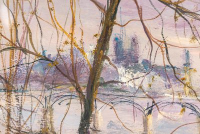 Serge Belloni (1925-2005) – Die Pont des Arts und das Institut, Öl auf Holz, circa 1980