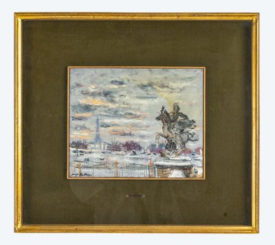 Serge Belloni (1925-2005) - La Place de la Concorde Oil on Canvas, circa 1973