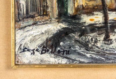 Serge Belloni (1925-2005) - La Place Furstenberg Under the Snow Oil on Canvas, circa 1970