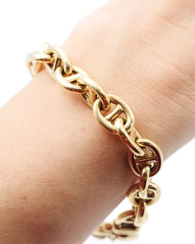 18 Karat Gold Marine Mesh Armband, Vintage Gold Armband, Ankerkette, Second Hand Armband