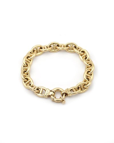 18 Karat Gold Marine Mesh Armband, Vintage Gold Armband, Ankerkette, Second Hand Armband