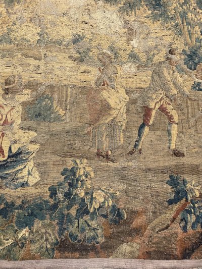 Arazzo in lana Aubusson raffigurante una scena di Colin il cieco