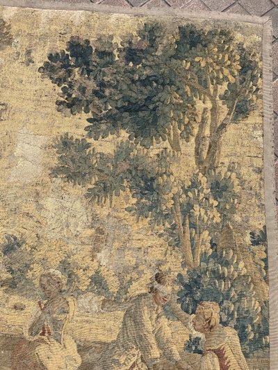 Arazzo in lana Aubusson raffigurante una scena di Colin il cieco