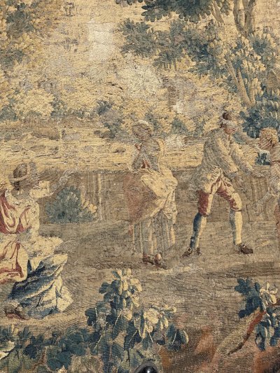 Arazzo in lana Aubusson raffigurante una scena di Colin il cieco