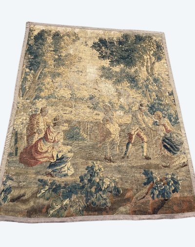 Arazzo in lana Aubusson raffigurante una scena di Colin il cieco