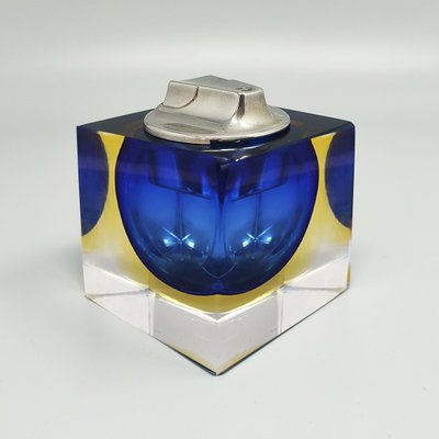 Superbe briquet de table bleu des années 1960 en verre de Murano Sommerso par Flavio Poli pour Seguso