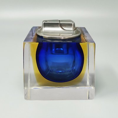 Superbe briquet de table bleu des années 1960 en verre de Murano Sommerso par Flavio Poli pour Seguso