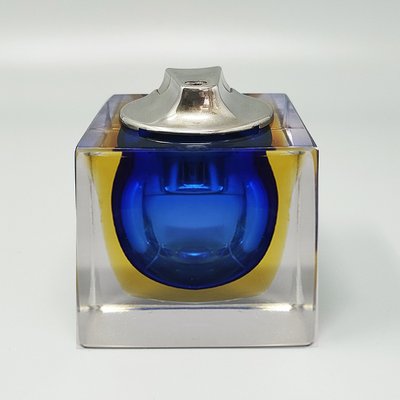 Superbe briquet de table bleu des années 1960 en verre de Murano Sommerso par Flavio Poli pour Seguso