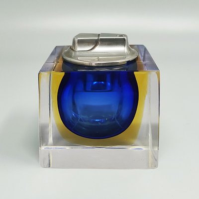 Superbe briquet de table bleu des années 1960 en verre de Murano Sommerso par Flavio Poli pour Seguso