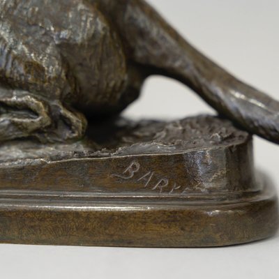Sculpture - Basset Sitting , Antoine - Louis Barye (1795-1875) - Bronze