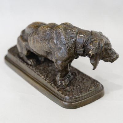 Sculpture - Basset Sitting , Antoine - Louis Barye (1795-1875) - Bronze