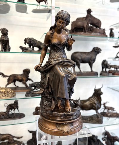 Sculpture - Return Of The Swallows , Auguste Moreau (1834-1917) - Bronze