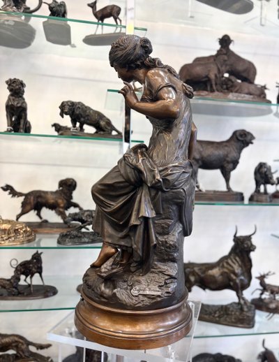 Sculpture - Return Of The Swallows , Auguste Moreau (1834-1917) - Bronze