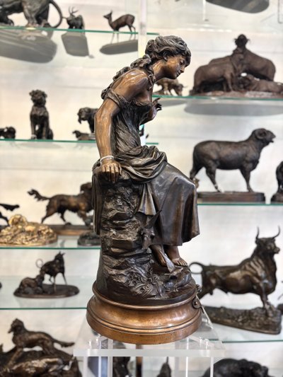 Sculpture - Return Of The Swallows , Auguste Moreau (1834-1917) - Bronze