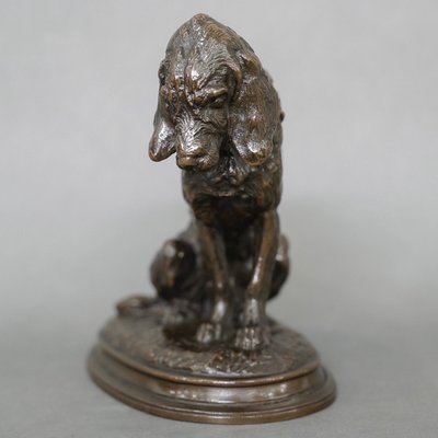 Scultura - Cane Terrier seduto, Emmanuel Frémiet (1824-1910) - Bronzo