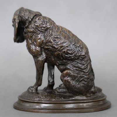 Scultura - Cane Terrier seduto, Emmanuel Frémiet (1824-1910) - Bronzo