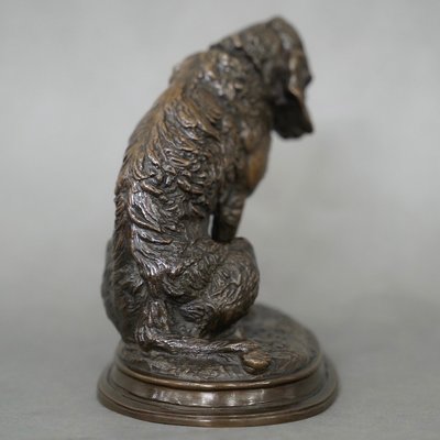 Scultura - Cane Terrier seduto, Emmanuel Frémiet (1824-1910) - Bronzo