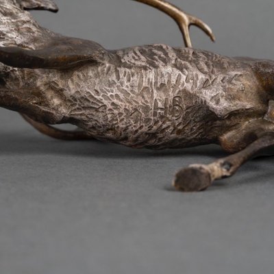 Sculpture - Le Cerf Bramant - Bronze De Vienne