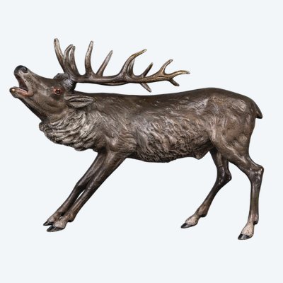 Sculpture - Le Cerf Bramant - Bronze De Vienne