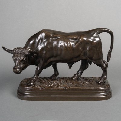 Scultura - Toro in piedi di Louis Vidal (1831-1892) - Bronzo