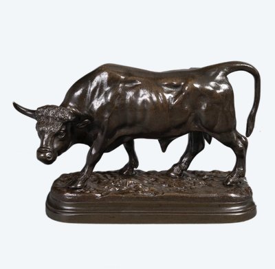 Scultura - Toro in piedi di Louis Vidal (1831-1892) - Bronzo