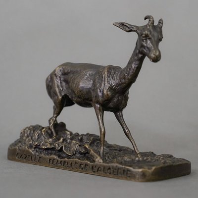 Scultura - Gazelle, Pierre - Jules Mêne (1810-1879) - Bronzo