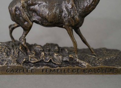 Scultura - Gazelle, Pierre - Jules Mêne (1810-1879) - Bronzo