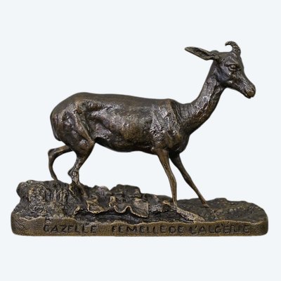 Scultura - Gazelle, Pierre - Jules Mêne (1810-1879) - Bronzo
