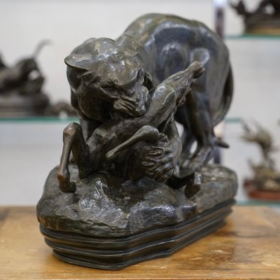 Gruppo in bronzo "Tigre che sorprende un'antilope", Antoine-Louis Barye (1795 - 1875)