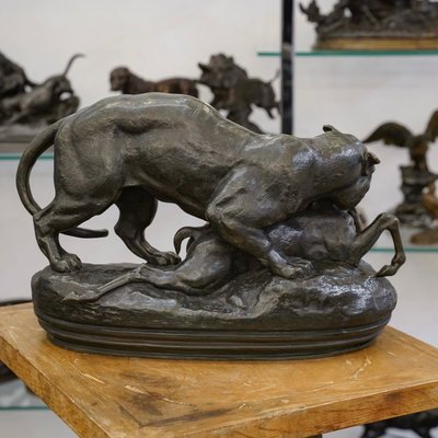 Gruppo in bronzo "Tigre che sorprende un'antilope", Antoine-Louis Barye (1795 - 1875)