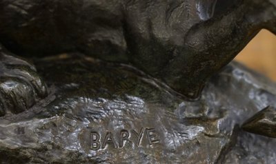Gruppo in bronzo "Tigre che sorprende un'antilope", Antoine-Louis Barye (1795 - 1875)