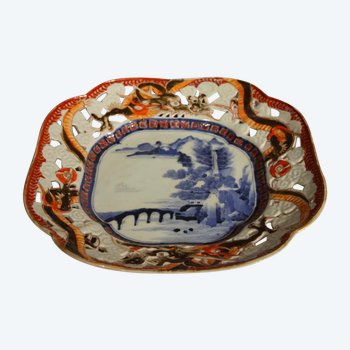 Chinese Openwork Ceramic Dish With Dragon Decor, Late Nineteenth Century