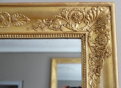 Specchio da camino in stile Impero, in legno dorato con vetro al mercurio - 91,5 cm x 123 cm