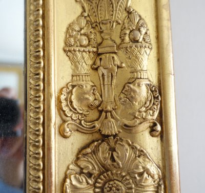 Specchio da camino in stile Impero, in legno dorato con vetro al mercurio - 91,5 cm x 123 cm