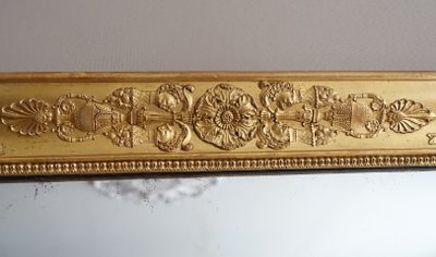 Specchio da camino in stile Impero, in legno dorato con vetro al mercurio - 91,5 cm x 123 cm