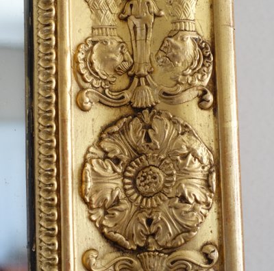 Specchio da camino in stile Impero, in legno dorato con vetro al mercurio - 91,5 cm x 123 cm