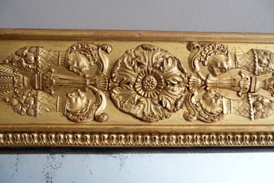Specchio da camino in stile Impero, in legno dorato con vetro al mercurio - 91,5 cm x 123 cm