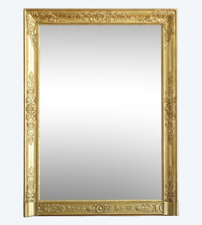 Specchio da camino in stile Impero, in legno dorato con vetro al mercurio - 91,5 cm x 123 cm