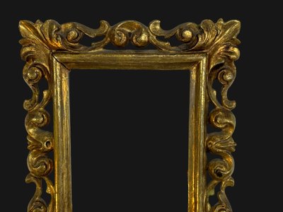 COPPIA DI CORNICI ROCOCÒ ITALIANE DEL XIX SECOLO IN LEGNO DORATO PER DIPINTI 15 CM X 12 CM