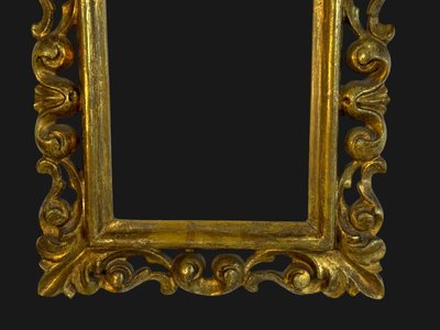 COPPIA DI CORNICI ROCOCÒ ITALIANE DEL XIX SECOLO IN LEGNO DORATO PER DIPINTI 15 CM X 12 CM